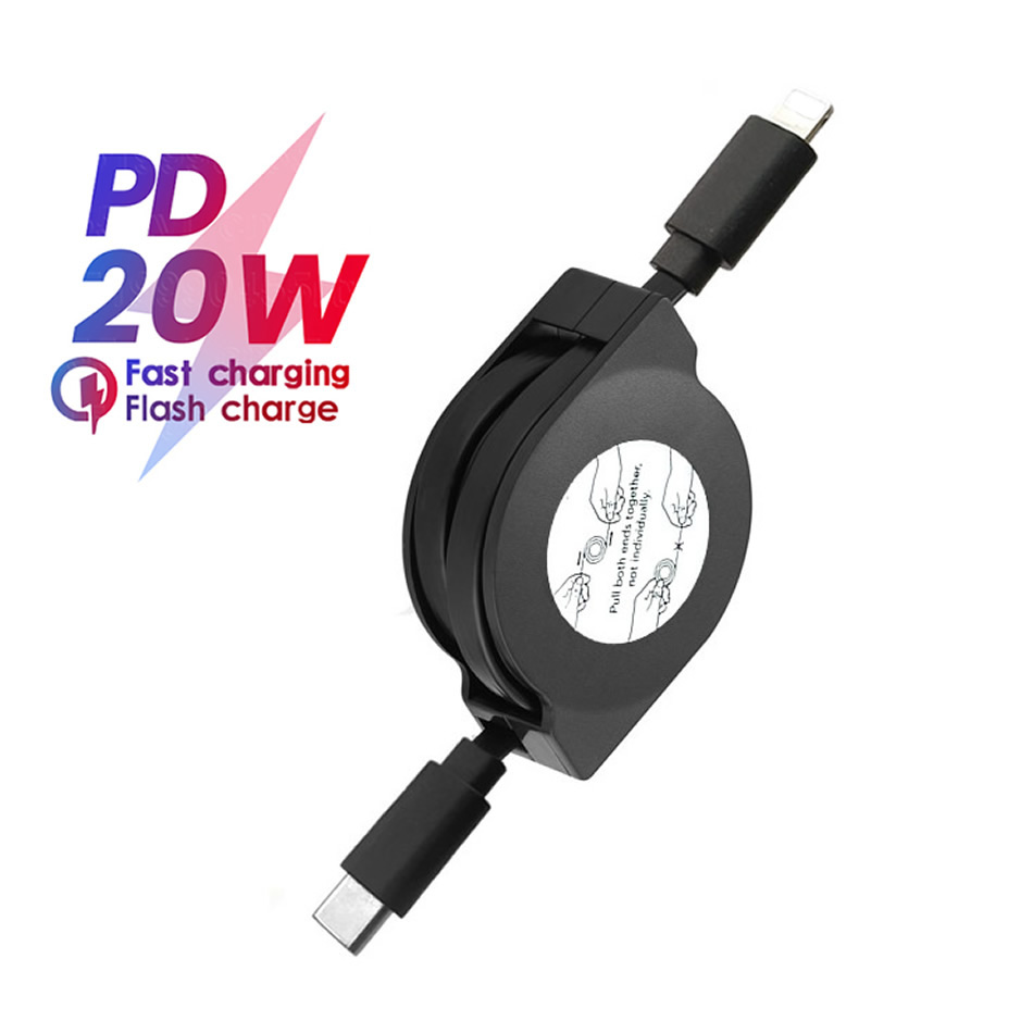Tech Accessories Apple - كابل شحن سريع قابل للسحب PD