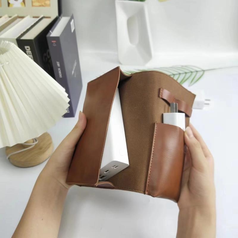 Tech Accessories Travel Organizer Pouch - 1 قطعة بو الجلود متعددة مقصورة