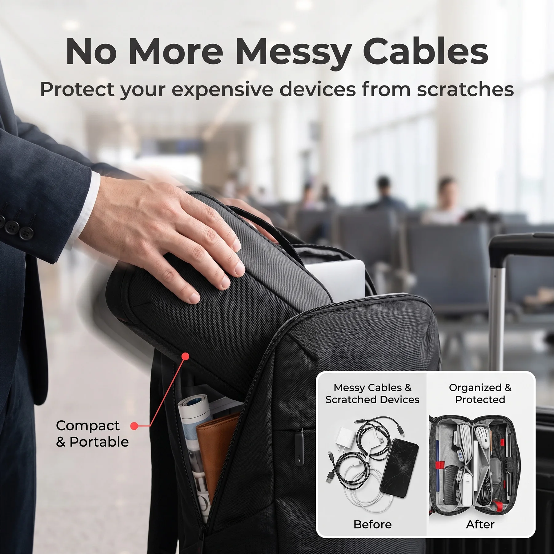 حقيبة تنظيم أدوات السفر، حافظة - مراجعة Tech Accessories Travel Organizer Pouch وسعره