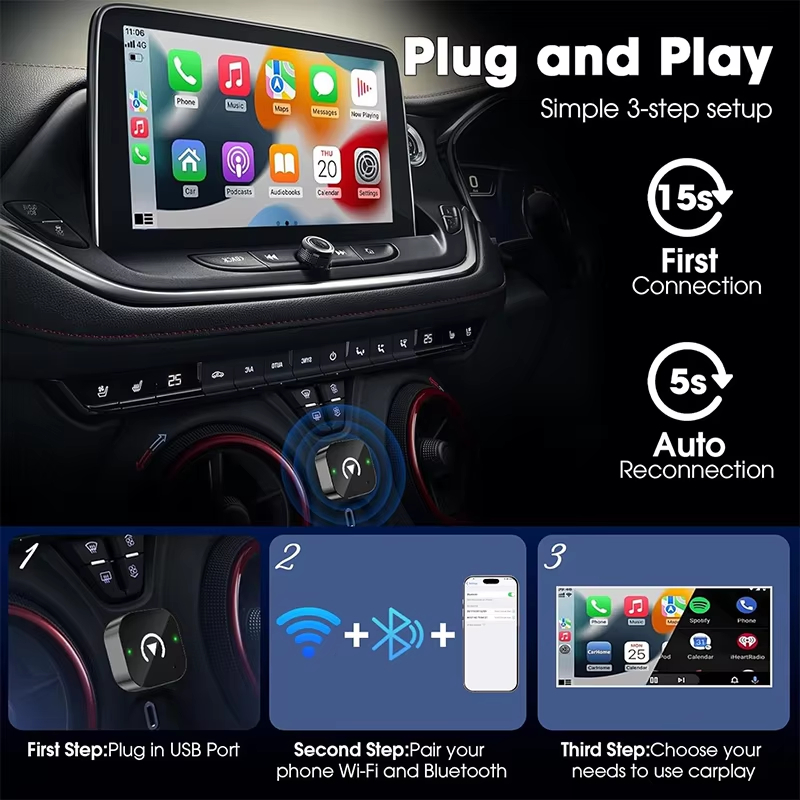 محول كاربلاي لاسلكي 2 في 1 سهل - مراجعة Tech Accessories Phone وسعره